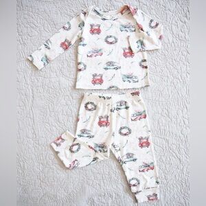 NWT Charlie’s Project Bamboo Christmas Holiday Cars Two Piece Outfit 6-9 Months